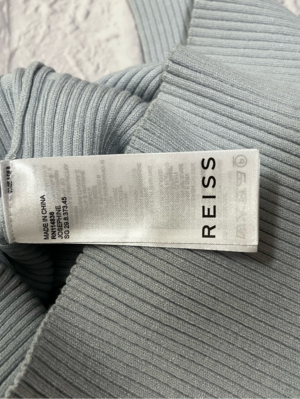 Reiss Soft slate Blue smooth stretch Ribbed Midi Dress Elegant Minimalist Resort - Picture 8 of 9